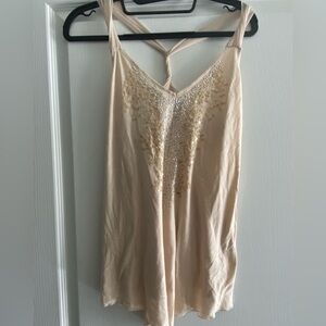 Express Light Tan Embellished Women’s Tank Sz S